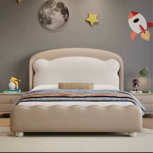 Tête de lit moderne 135x200cm, cadre de lit enfant, lit simple de luxe, table de chevet, chambre principale, mobilier de chambre en cuir Nappa souple