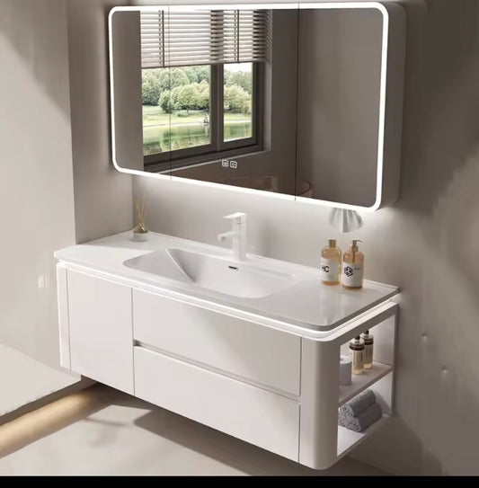 Lumière Led Assuite salle de bain armoire bassin conceptions miroir étagères armoires de salle de bain organisateur de douche Banyo Dolabi meubles de maison
